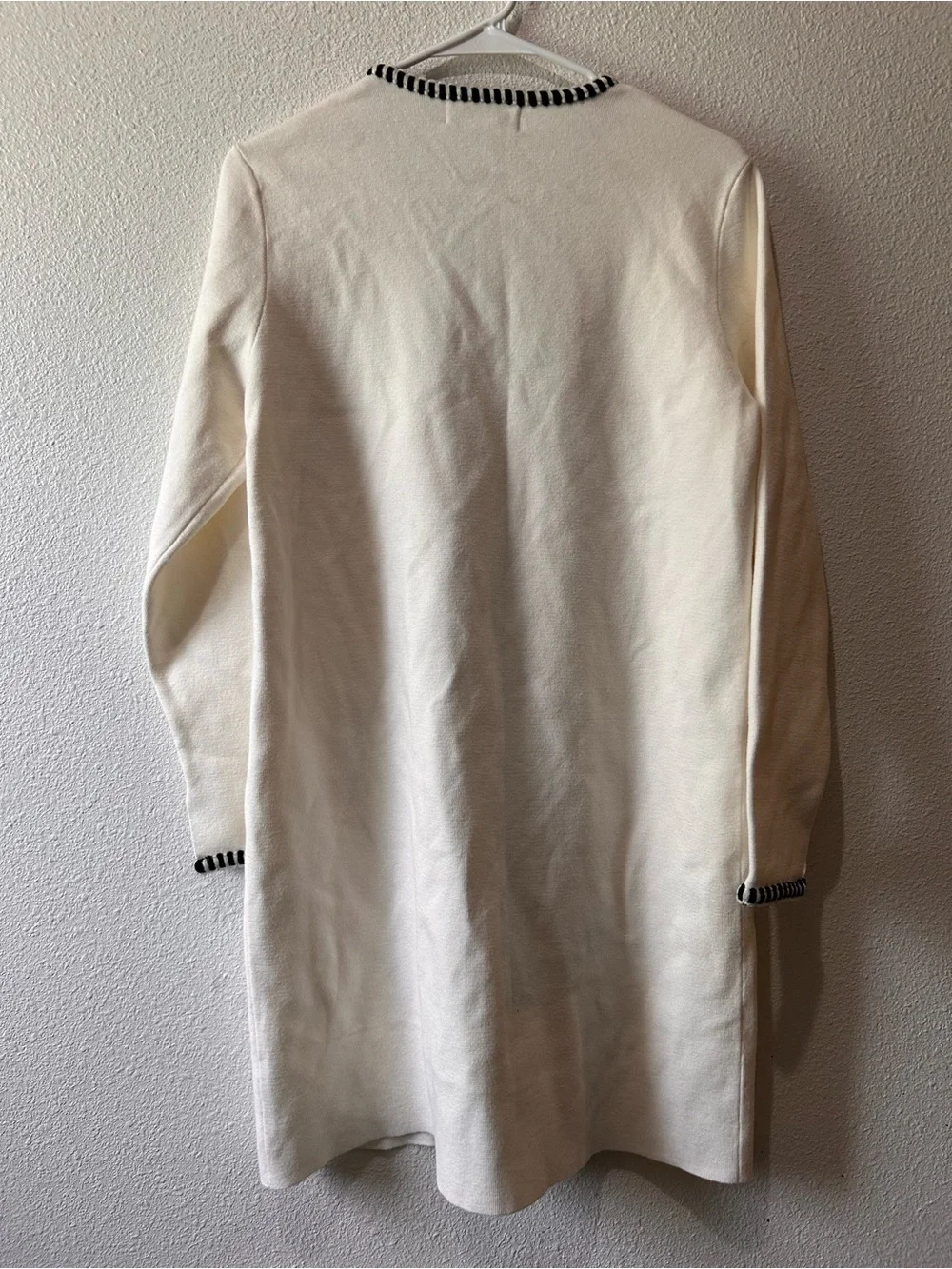 Women's Open Front with Black Trim Cardigan - Picture 2 of 5